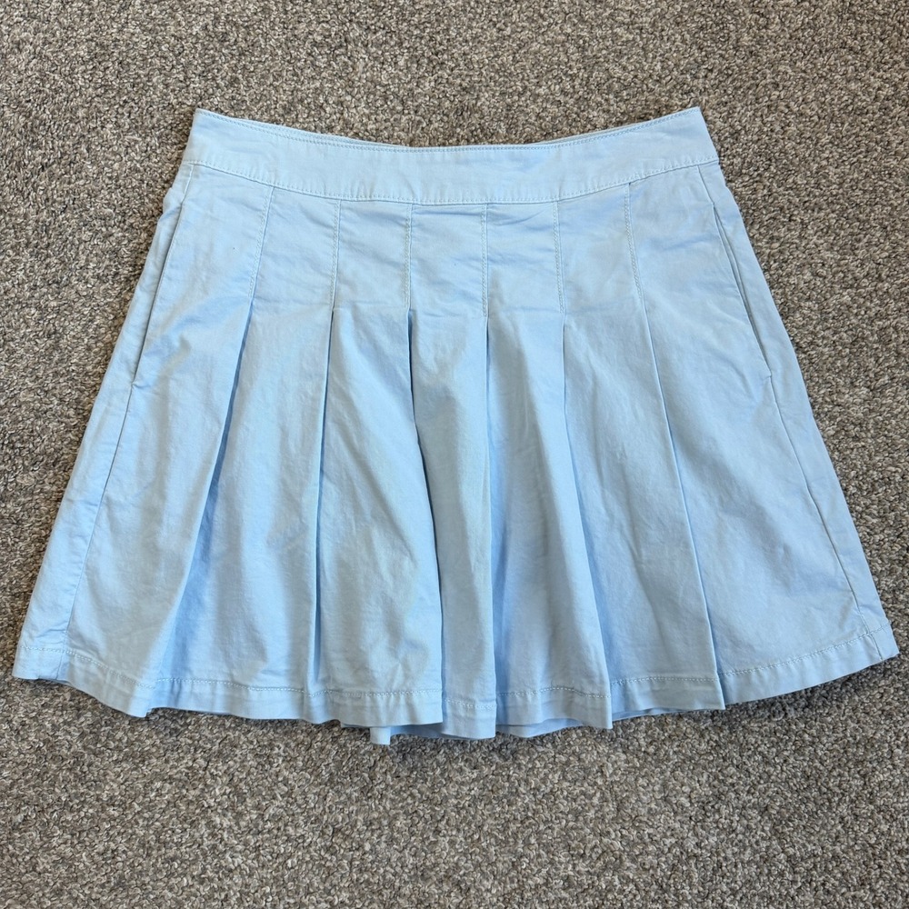 American Eagle Pleated Mini Skirt with Pockets Light Blue Preppy Size 4